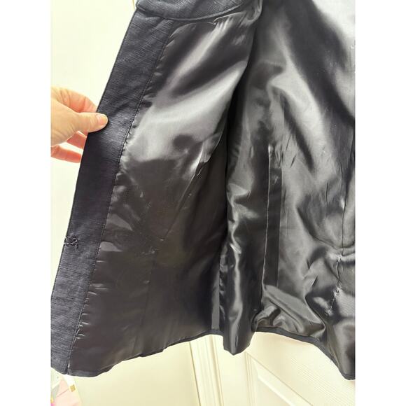 Marisa Christina Black Silk Linen Cropped Jacket, Embroidered, Women's Size L - Picture 4 of 7